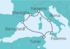 Itinerario della crociera Francia, Spagna, Tunisia, Italia - Costa Crociere